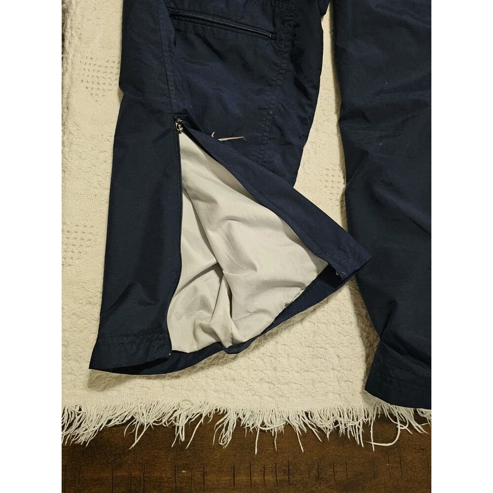 Nike Vtg Navy Blue Windpants Track Zip Cargo Pants Mesh Jersey Lined Mens Sz M